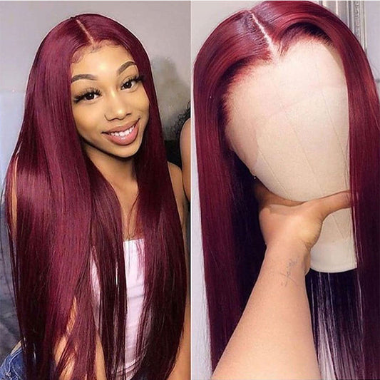 Long Straight Front Lace Human Hair Wigs