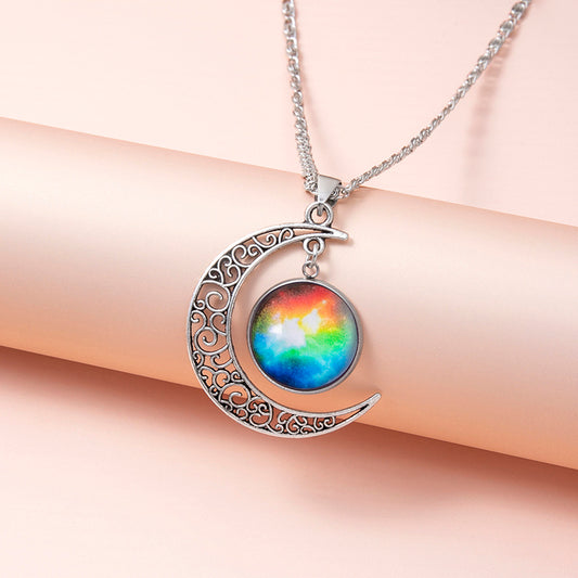 Galaxy Planet Star Glass Necklace