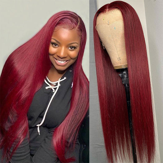 Long Straight Front Lace Human Hair Wigs